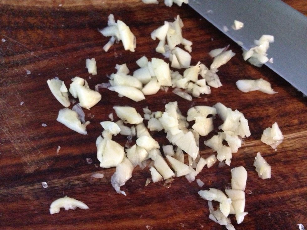 Prepare your garlic. I call this method "smoosh and hack" but of course you can chop your cloves any way you like.