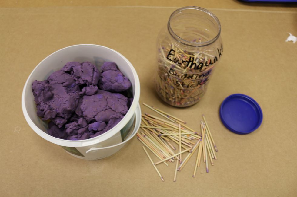 Prepare your playdough and tooth picks. We trim off the pointy ends of the tooth picks we use.