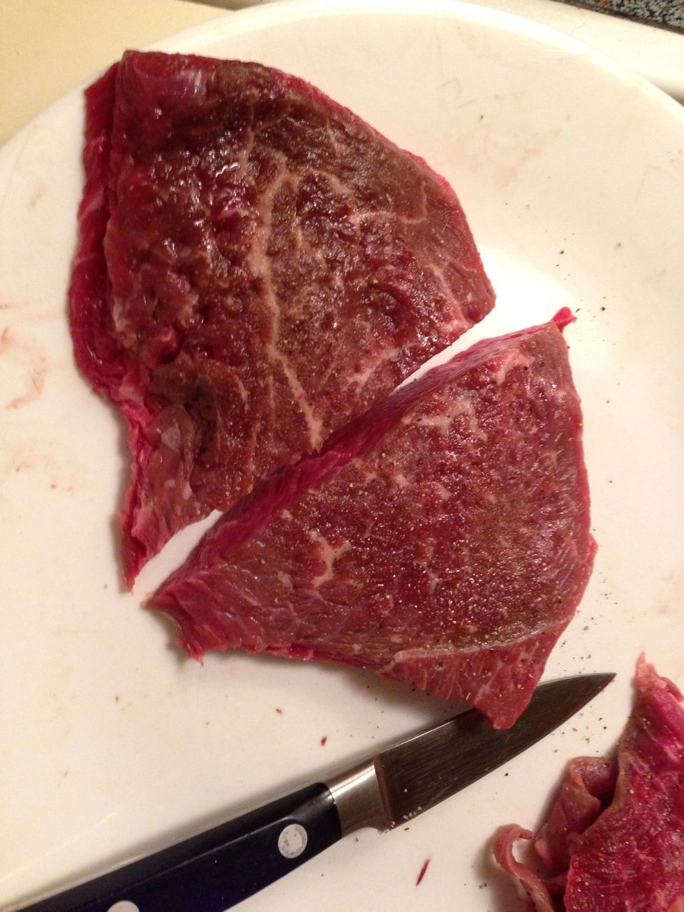 Prepare your steak salt a little more than you usually would adds great flavor! Then pepper