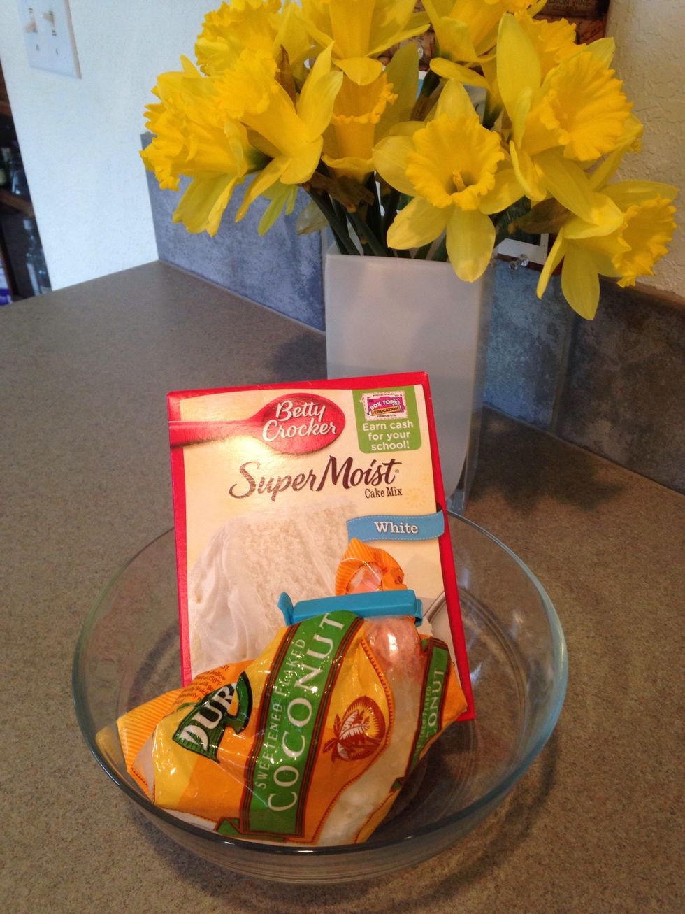 Preparing the cake mix...