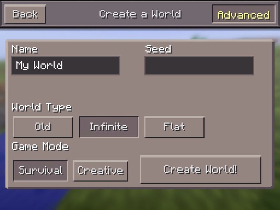 Press advanced at the top right corner...