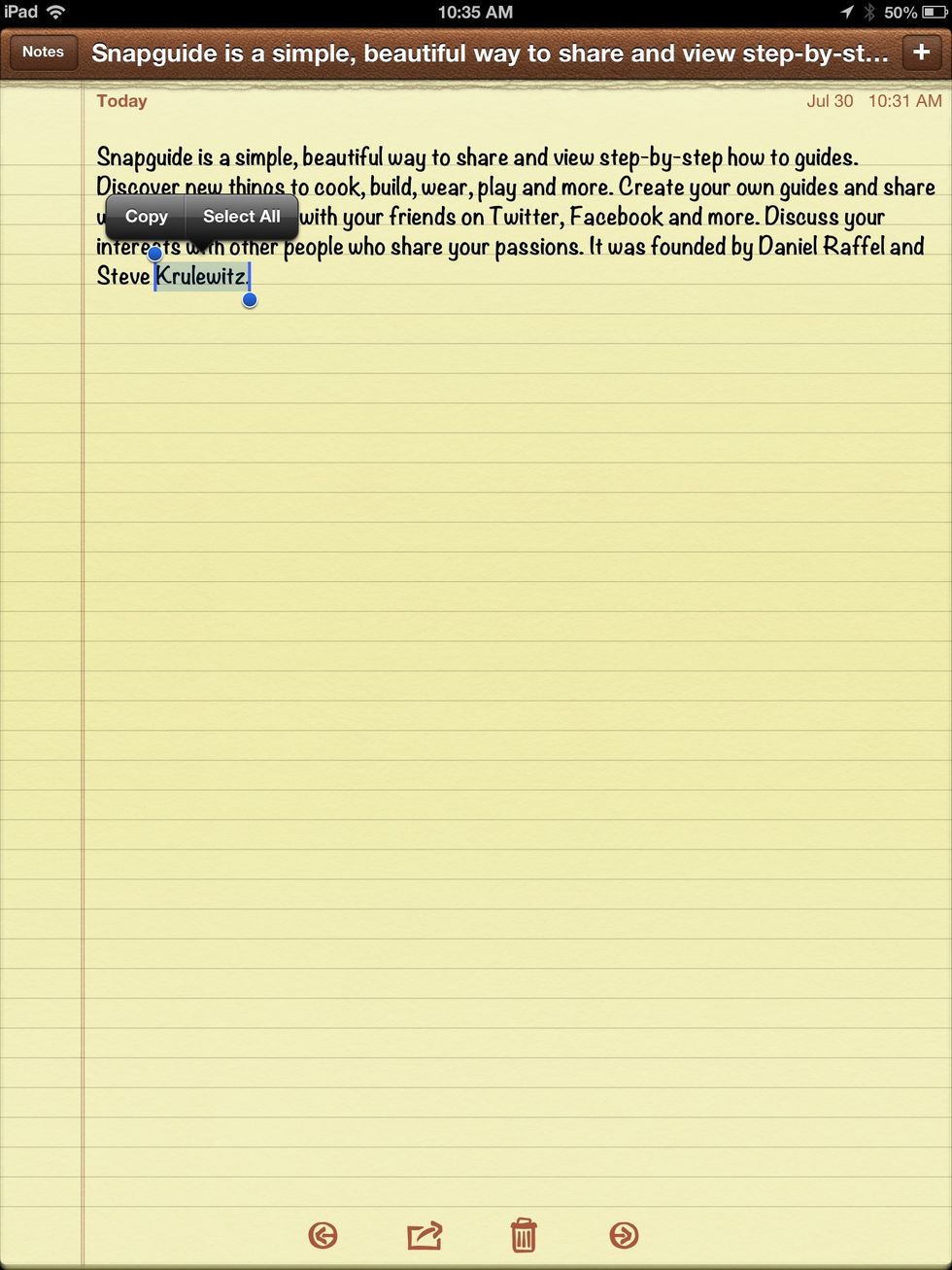 Press and hold anywhere near the passage until the "Copy-Select All" option shows. Choose "Select All" to select the whole passage.