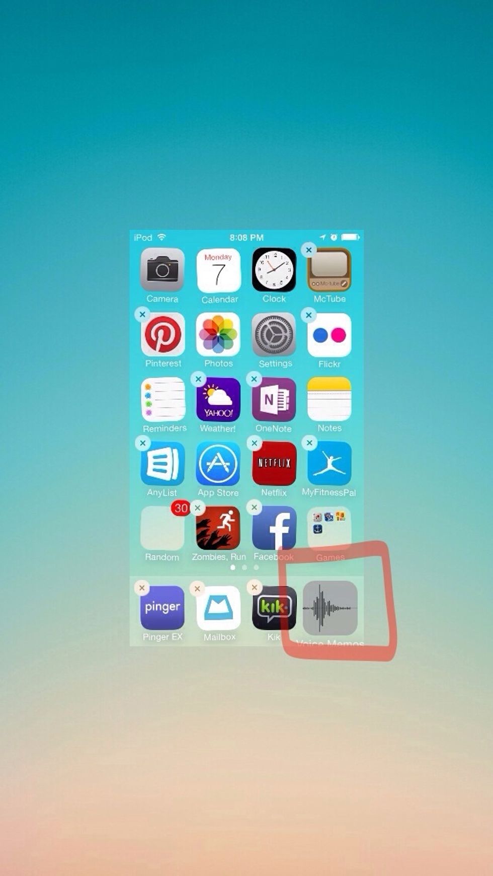 Press and hold the default app in the dock WHILE quickly tapping the home button twice. It should bring you to the multitasking windows and the default app should appear grayed out.