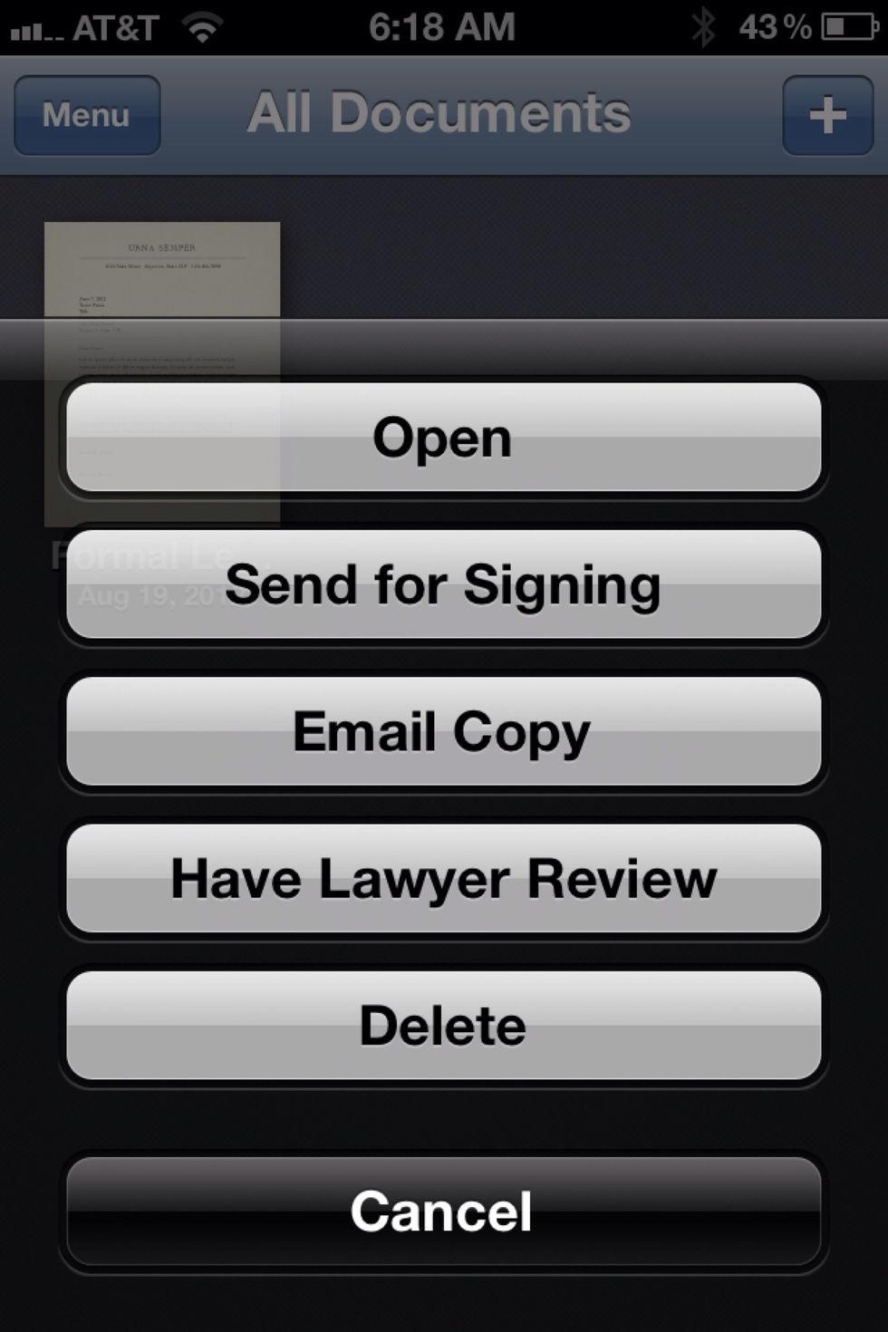 Press and select options for sending