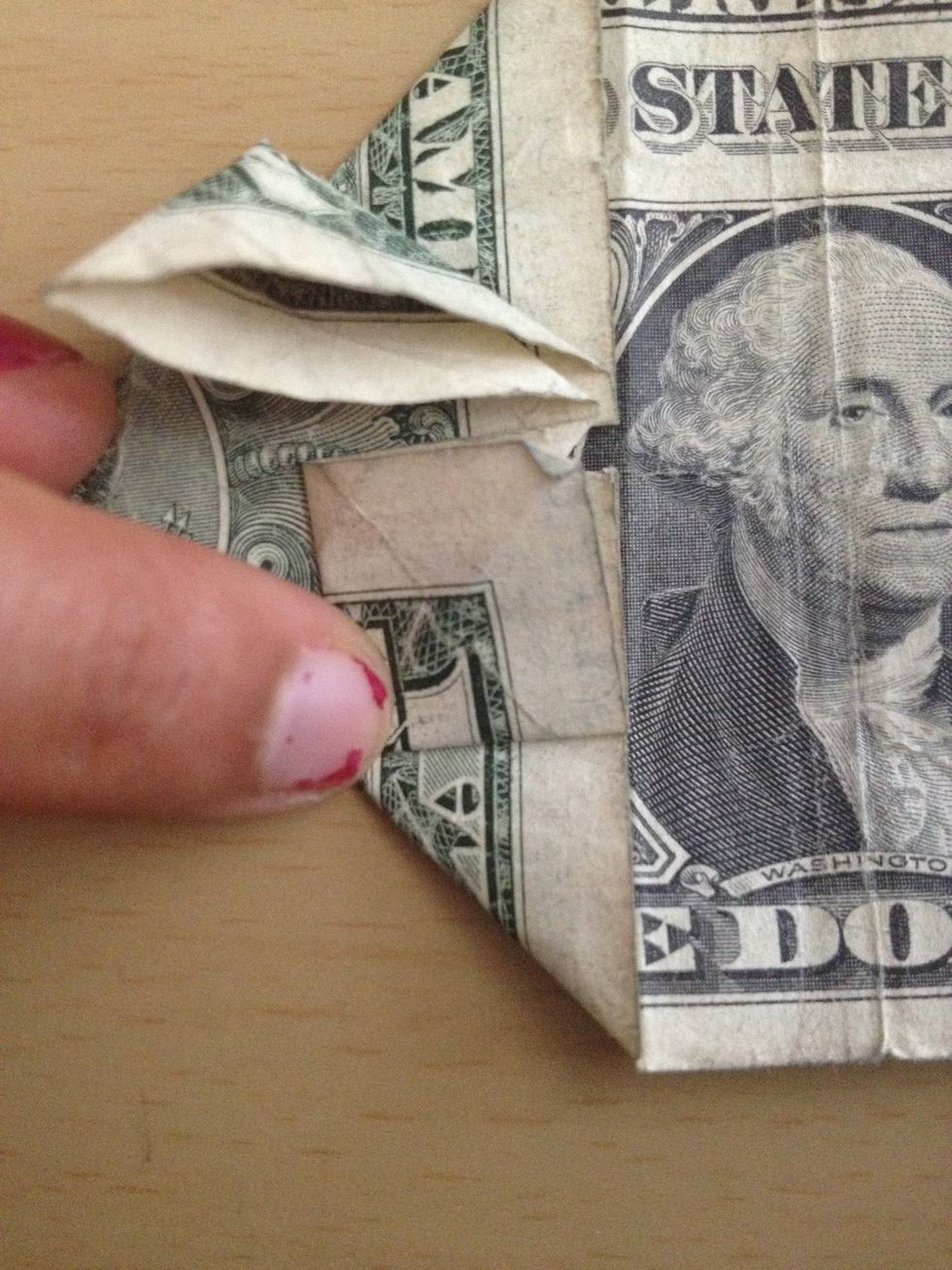 Press down to make it a square (do on BOTH halves of dollar).