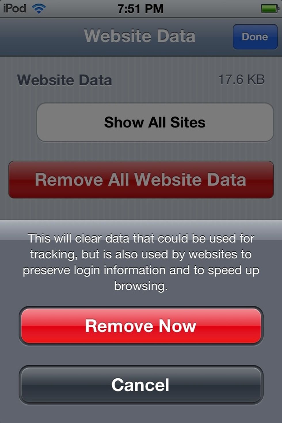 Press edit in the top right-hand corner of the screen. After that press remove all website data and remove now.