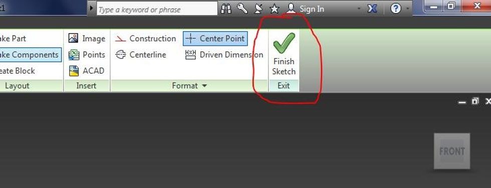 Press "Esc" on your keyboard and then click the finish sketch "check mark" button on the screen