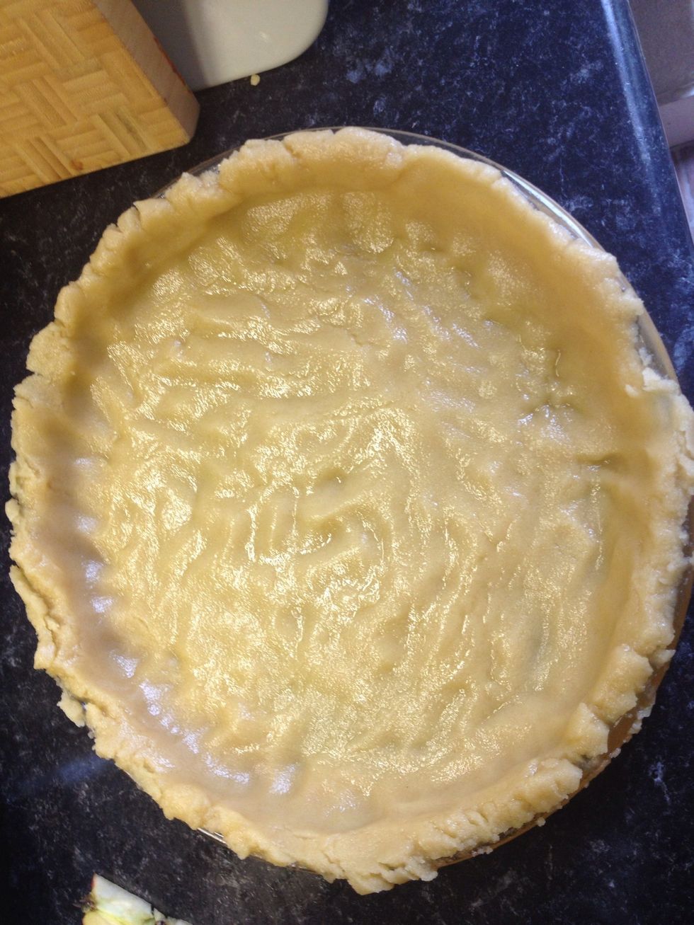 Press into pie dish, even it out and make sure it's not too thick in the middle as the pastry won't cook properly