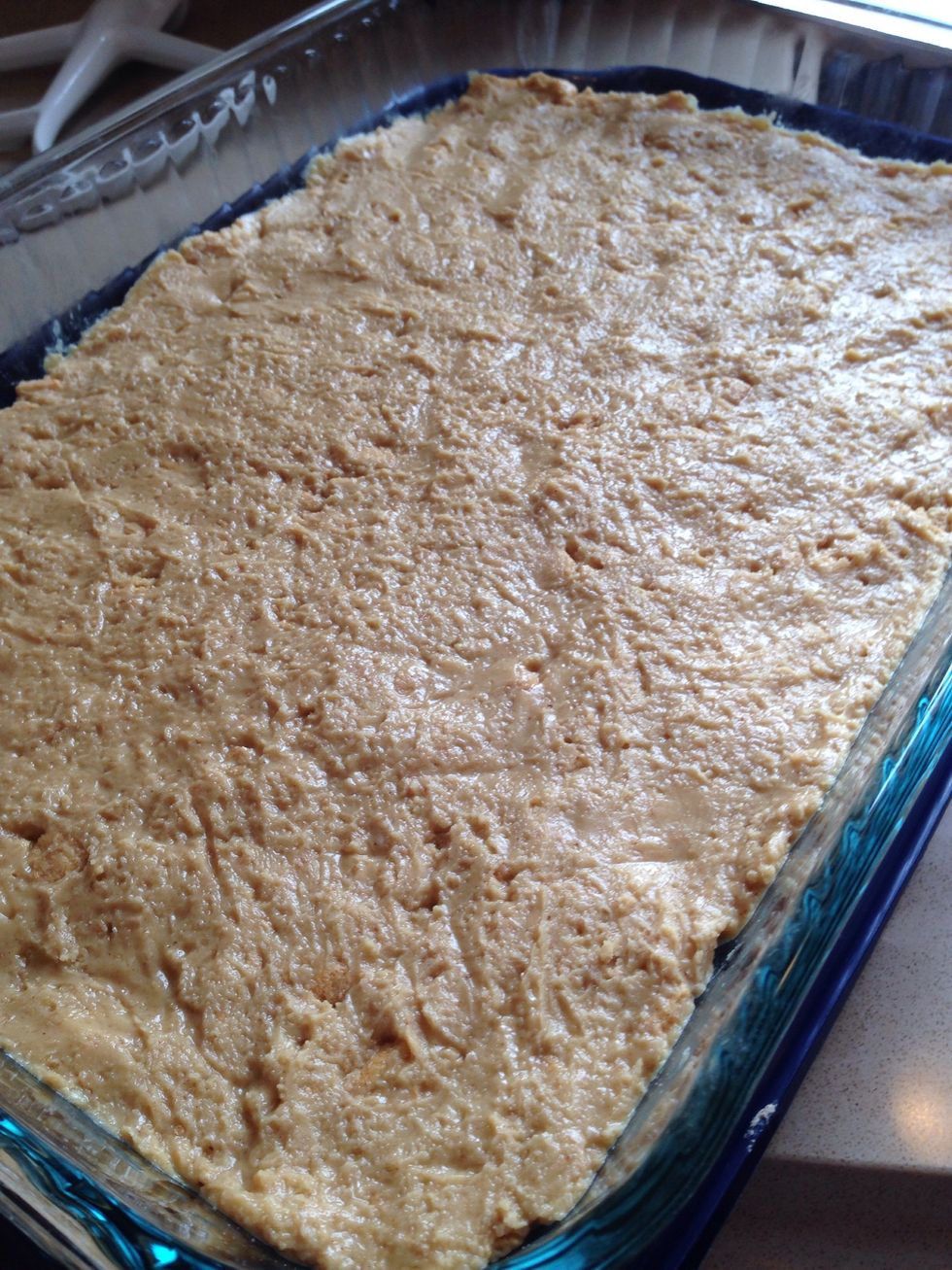 Press into the bottom of a 9x13" pan and refrigerate until firm
