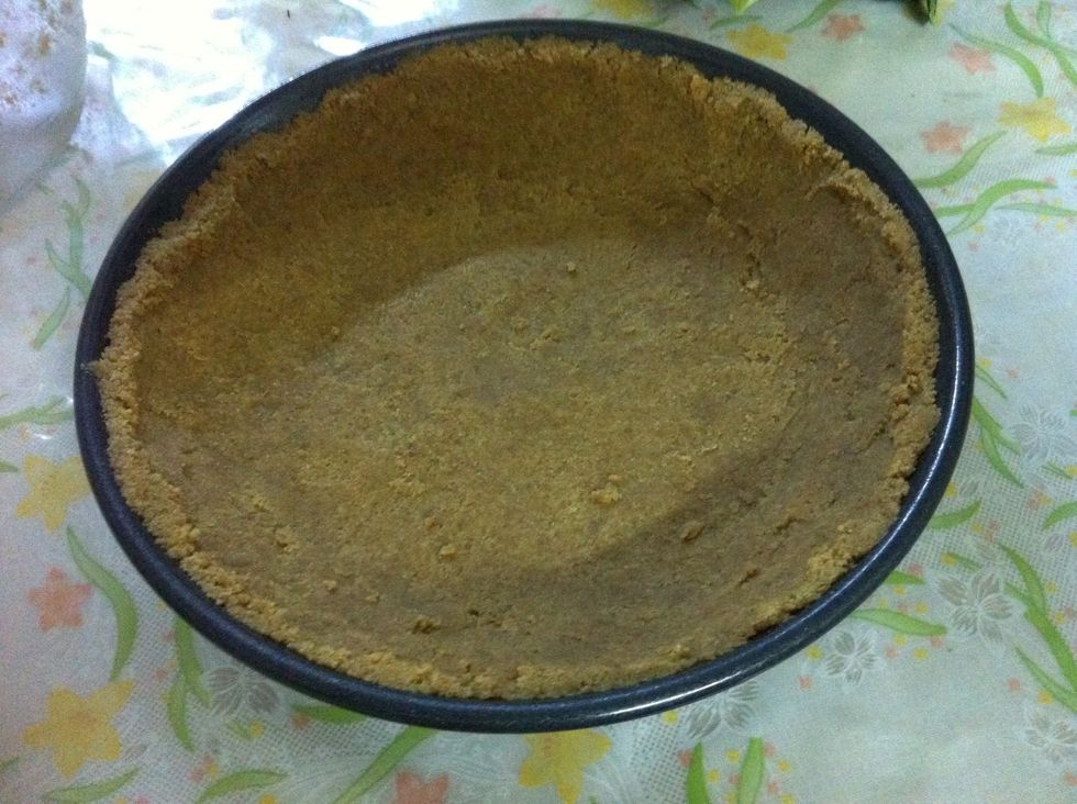 Press it along the sides and base of a deep 9 inch pie dish
