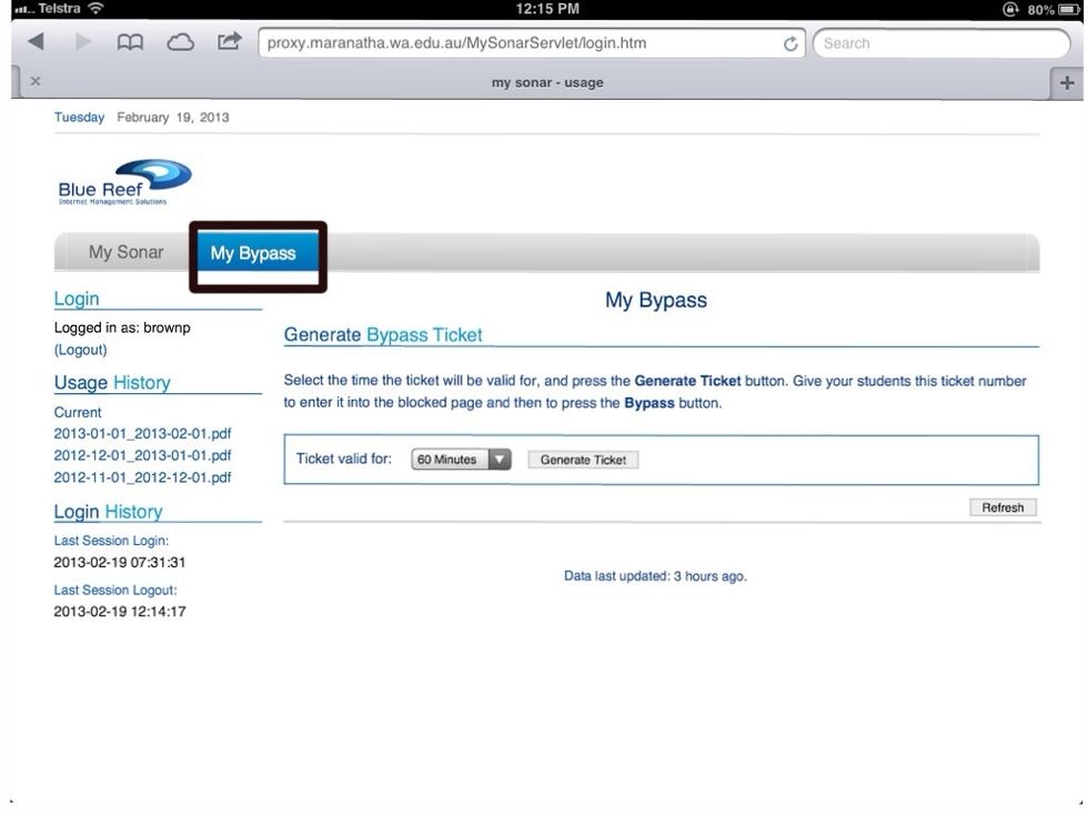 Press on 'My Bypass' (in black).