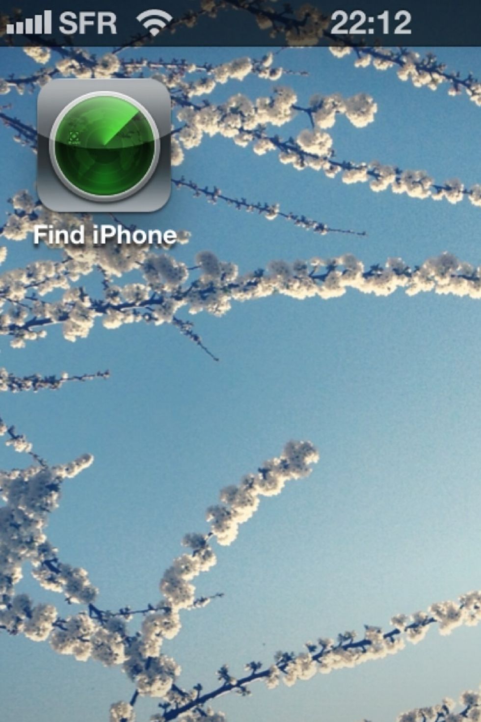 Press on the home button, find the "find my iPhone" app and tap on it