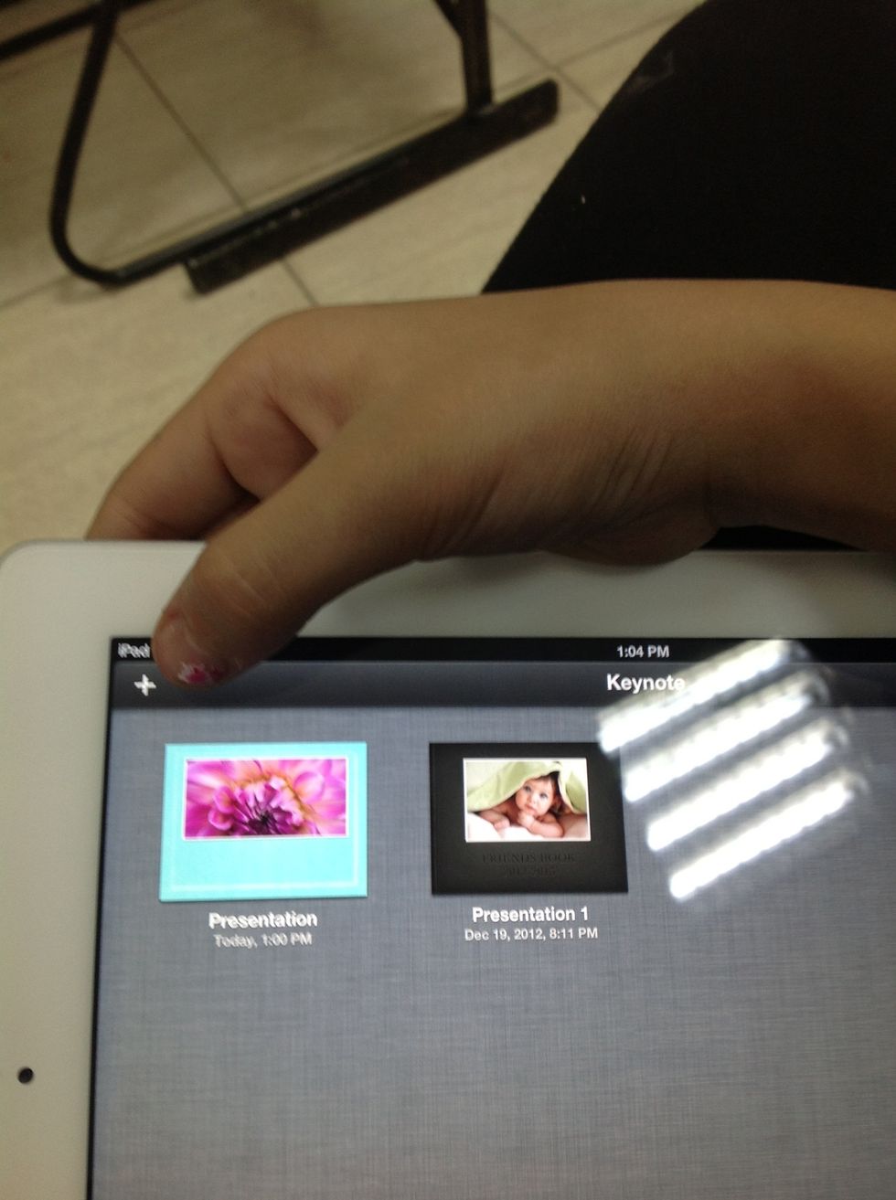 Press on the plus sign to make a new presentation .