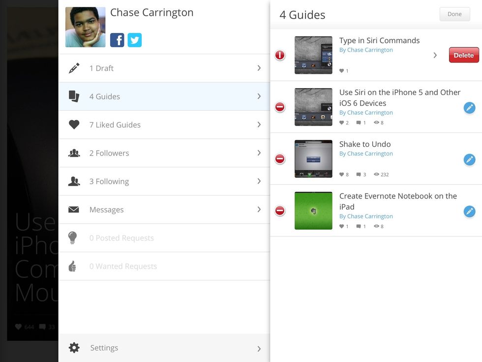 Press one of the red buttons and a delete tab will appear press that to delete permanently.