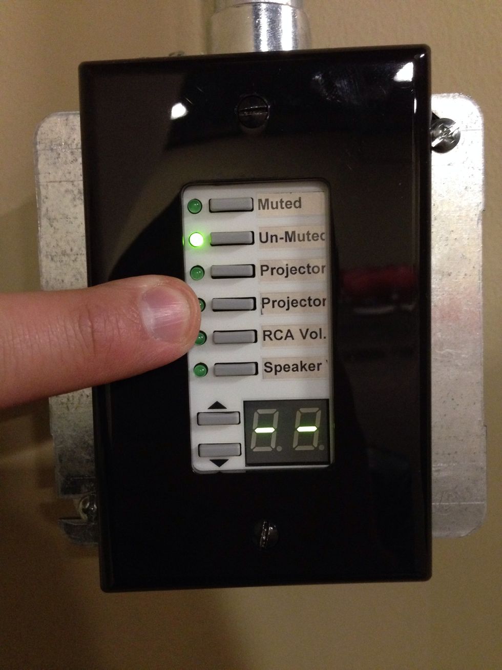 Press projector (2nd one a down) to operate volume