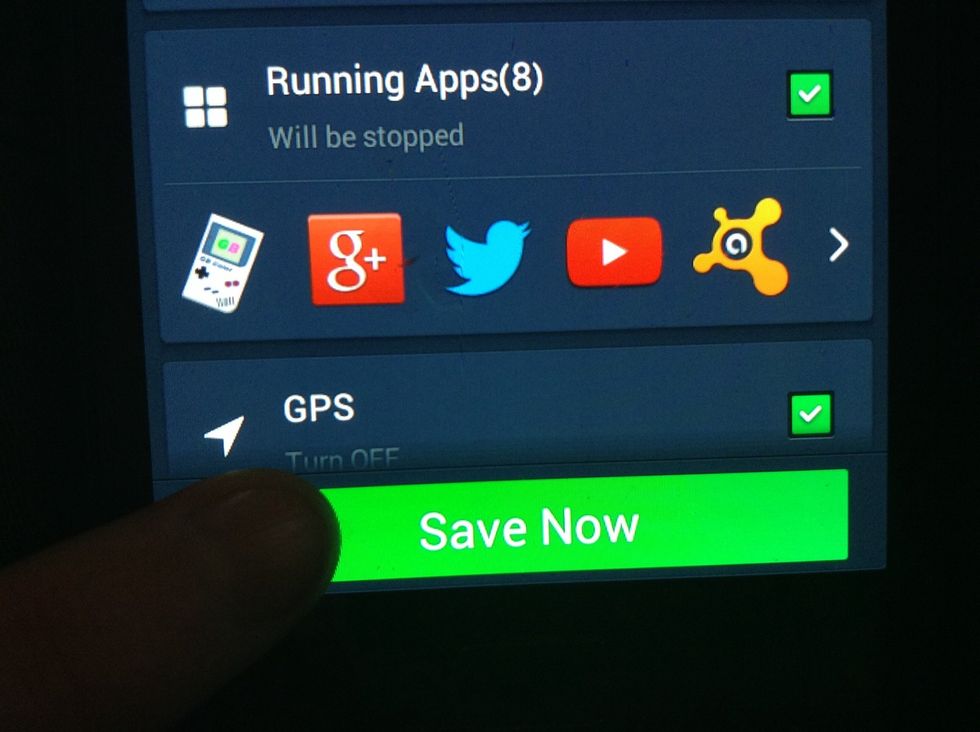 Press Save Now and it saves battery.