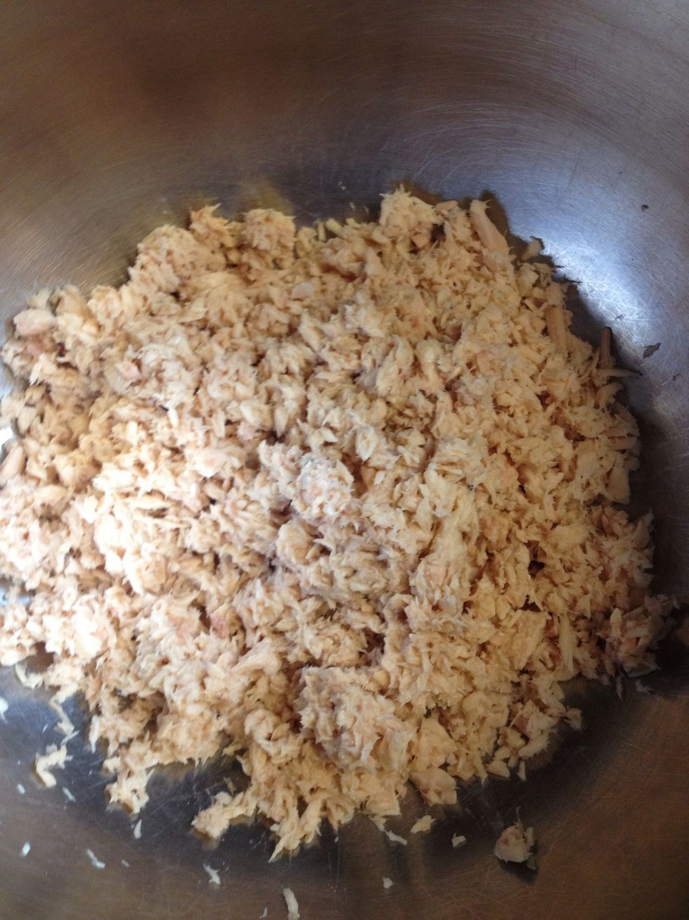 Press/stir fish until it becomes small flakes like this