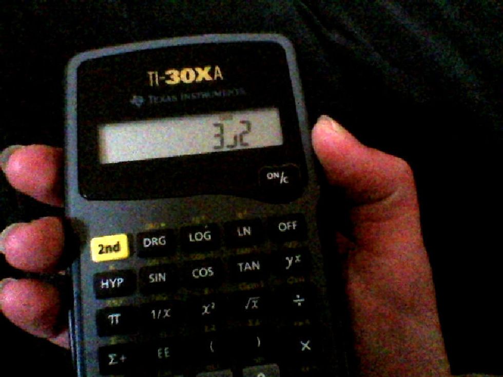 Press the 2 so it makes a fraction of 3/2 (Yes, we are making a mixed number. Just hold on)