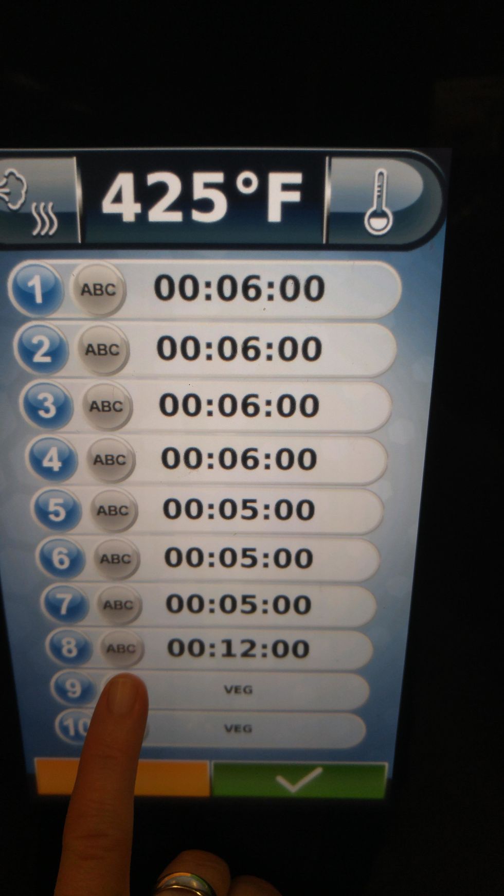 press the "abc" button to toggle between the time and name.