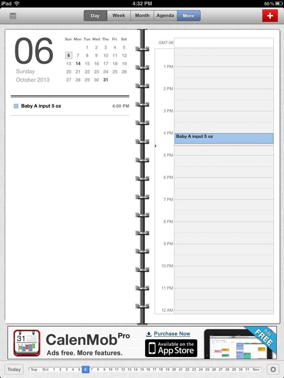 Press the 'Day' button to see all the events in the day.