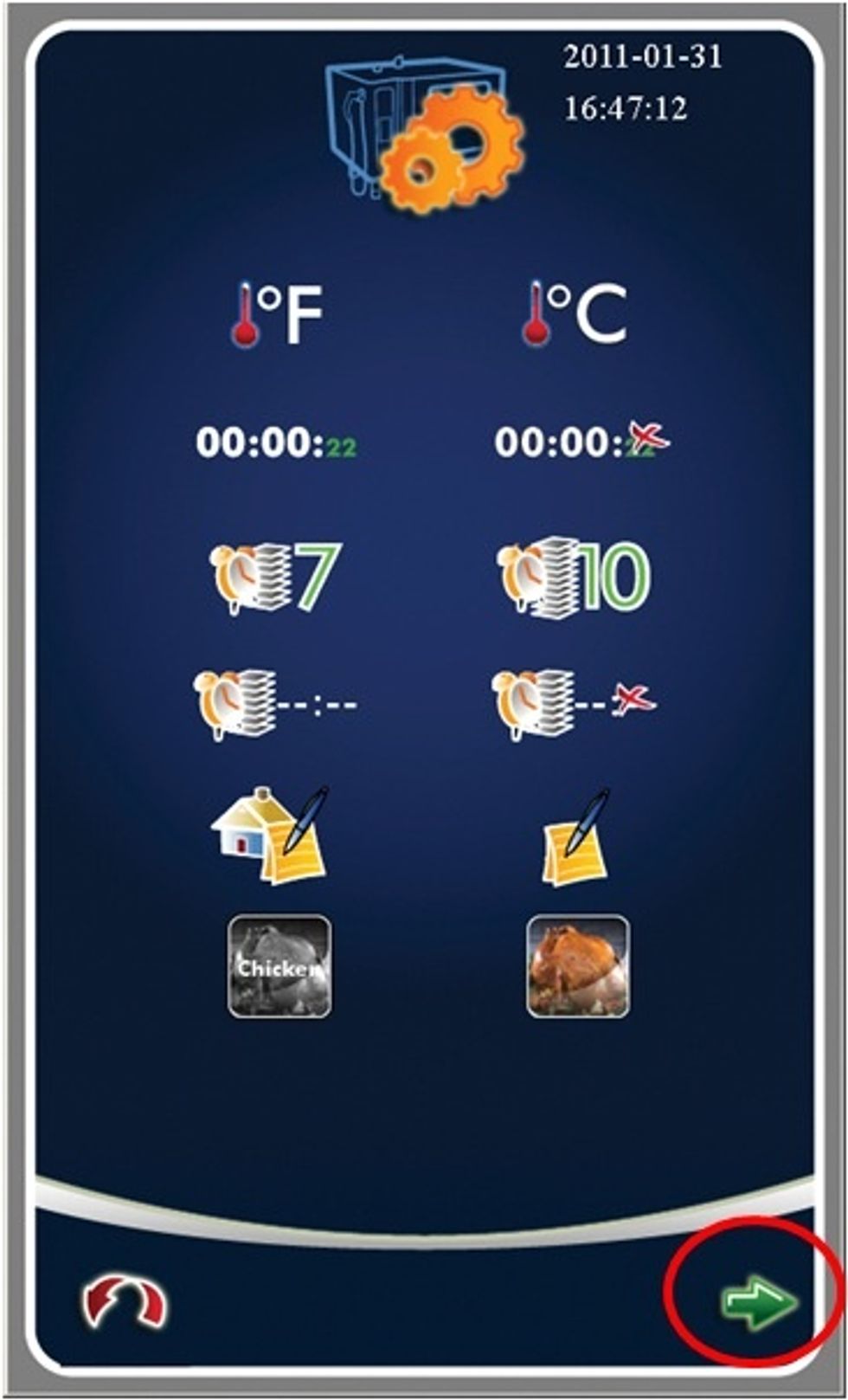 Press the green arrow in the bottom right corner to go to the next screen.