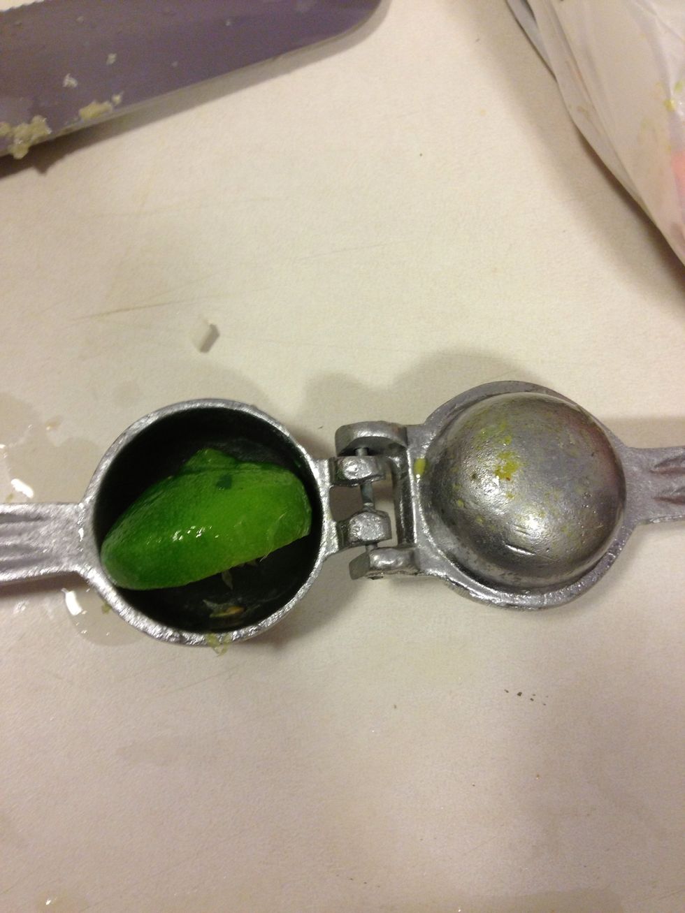 Press the juice into the bowl with everything else