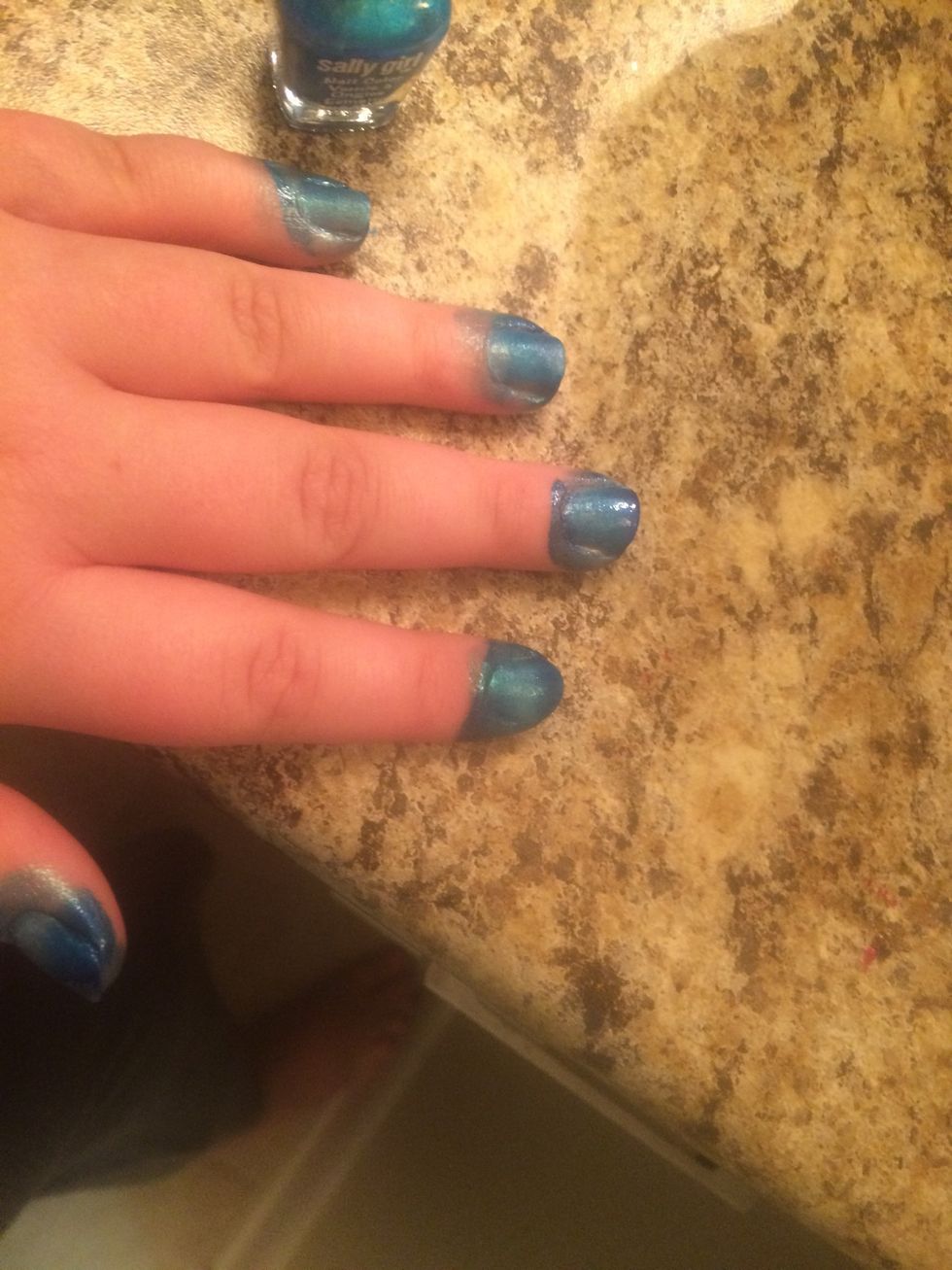 Press the make up sponge on your nail.