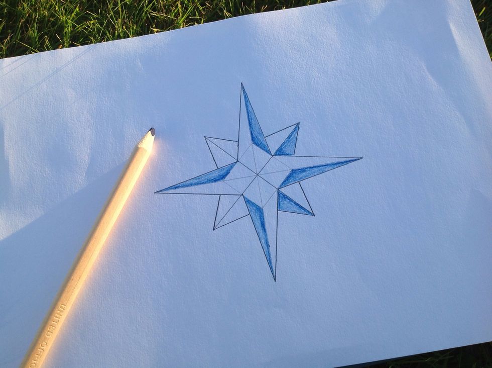 Press the pencil harder in the middle and then soften it up as you get to the edge of the star. This creates an illusion of depth, makes it more vivid.