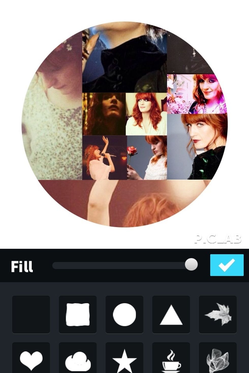 Press the right blue button to open the filters. I've used the circle one, and pulled the 'full' bar right to the end.