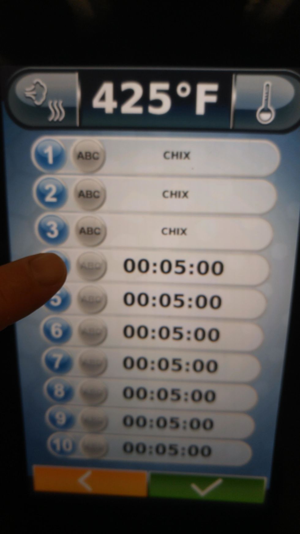 press the shelf number to toggle between time and name to enter a product description