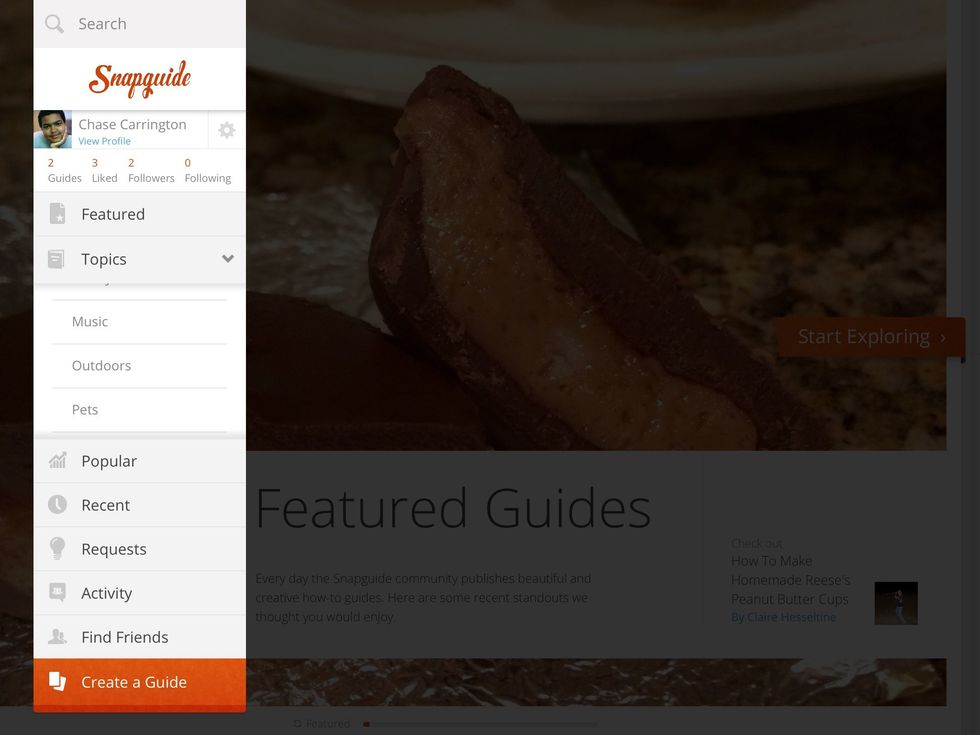 Press the tab on the left hand side, then press your profile.
