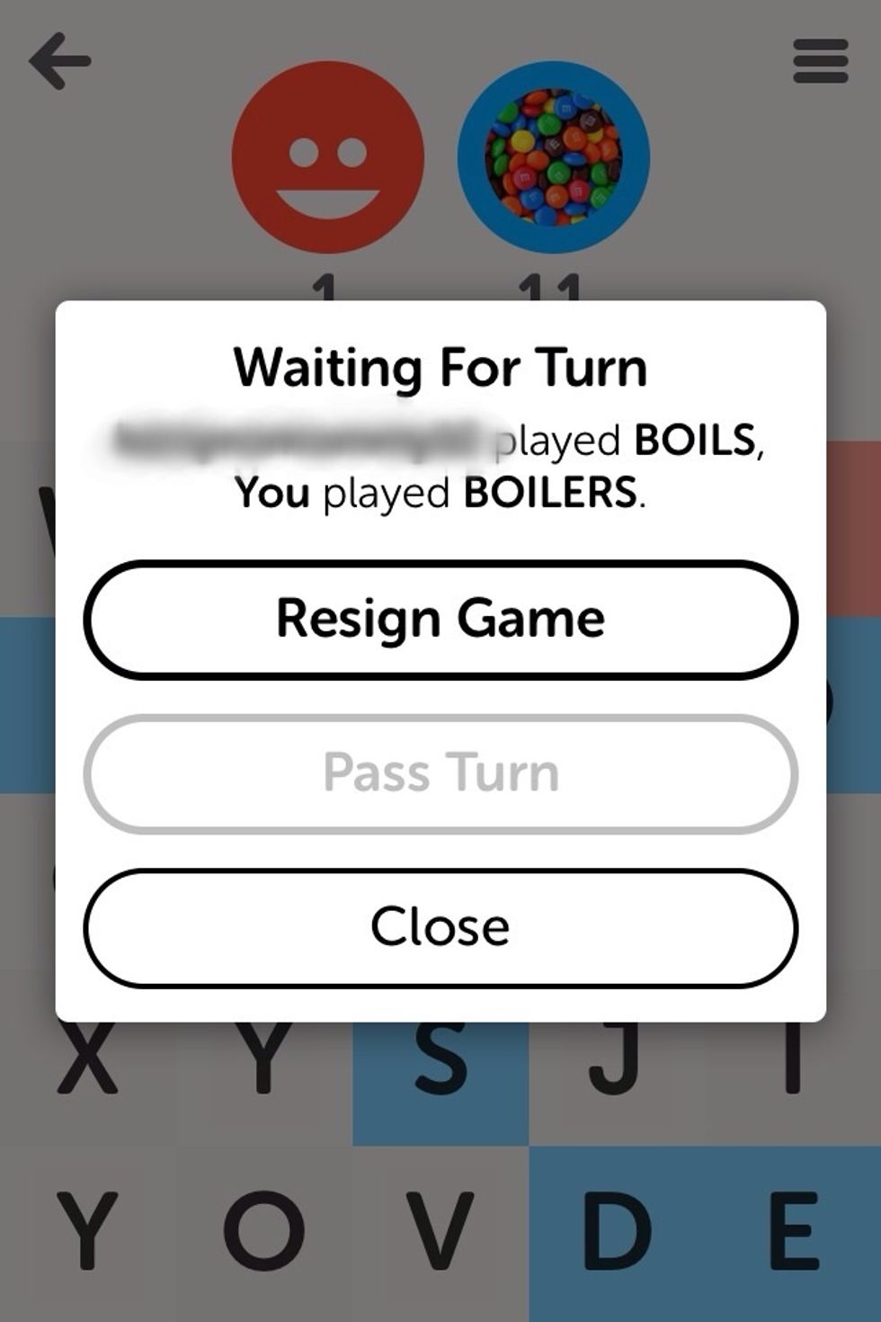Press the three bars in the right corner to Pass (on your turn) or Resign (leave) the game. Resigning forfeits, but passing does not. If both players pass, then the game ends and the score is tallied.