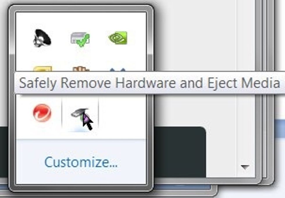 Press to safely eject it.