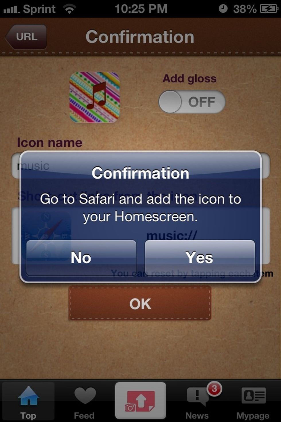 Press yes and you will be directed to safari