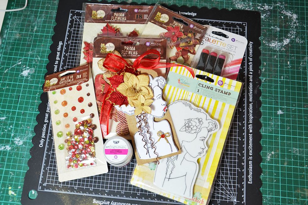 Prima materials used to create this tag.