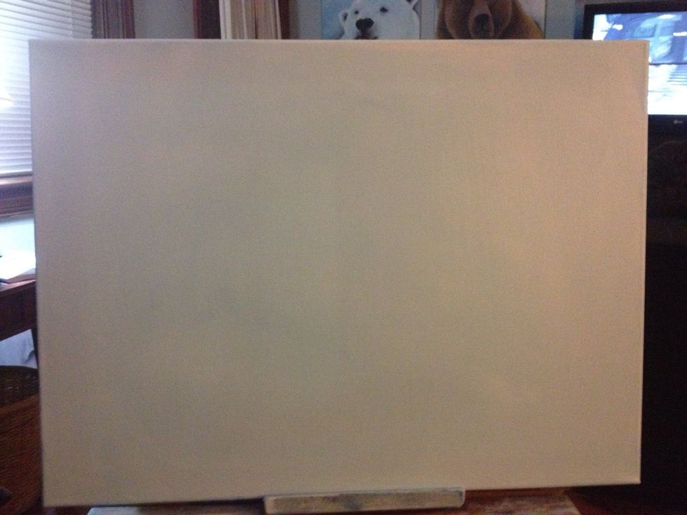 Prime your canvas with a thin coat of liquid white mixed with a dash of Prussian Blue.