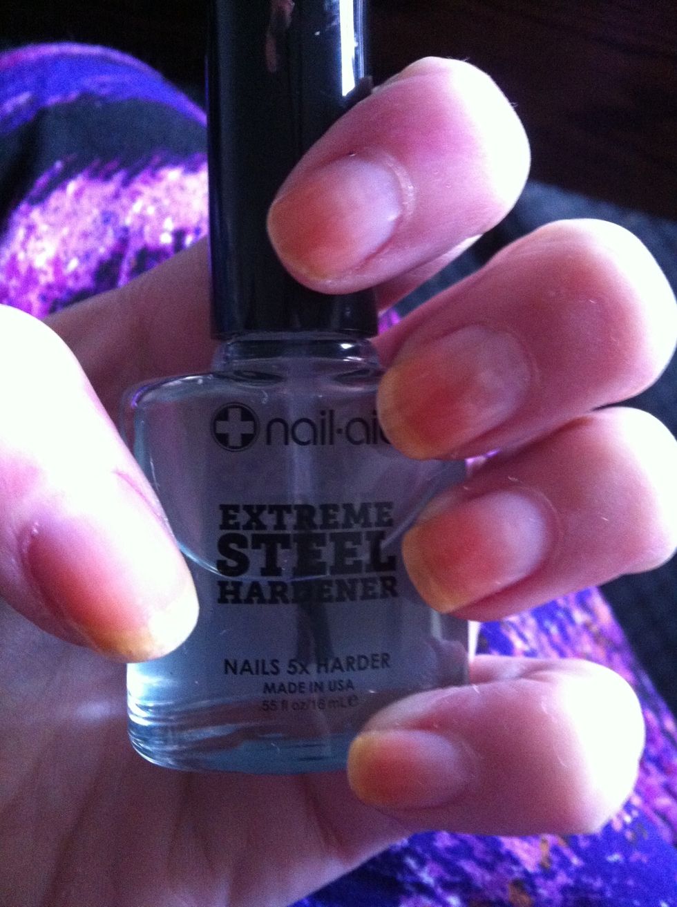 Prime your nails with a base coat. I use a nail strengthener.