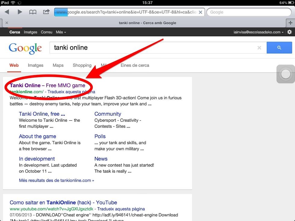Primer has de buscar "tanki online" al explorador i clicar en la primera opci\u00f3.