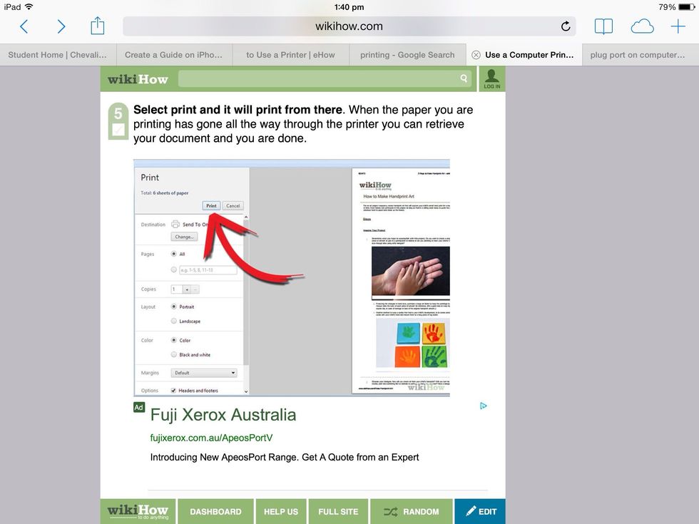 Print button (above)