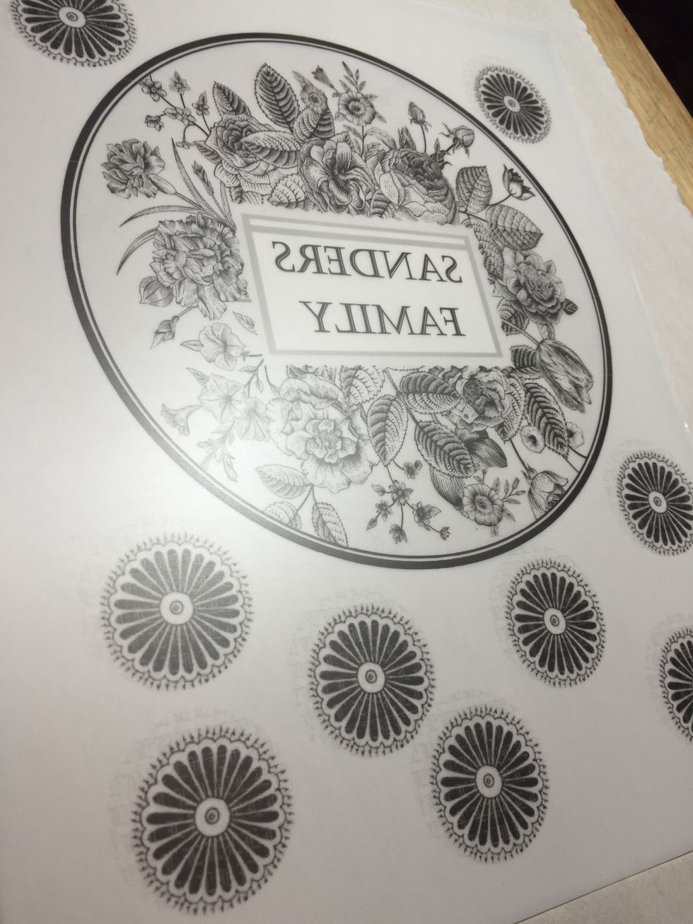 print design onto transfer film according to package directions.