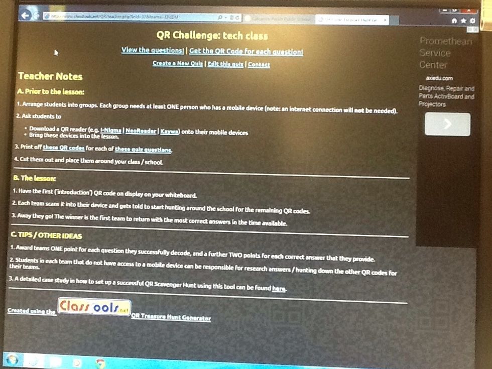 Print out direction page for your reference. Click on #3 to print out QR Codes.