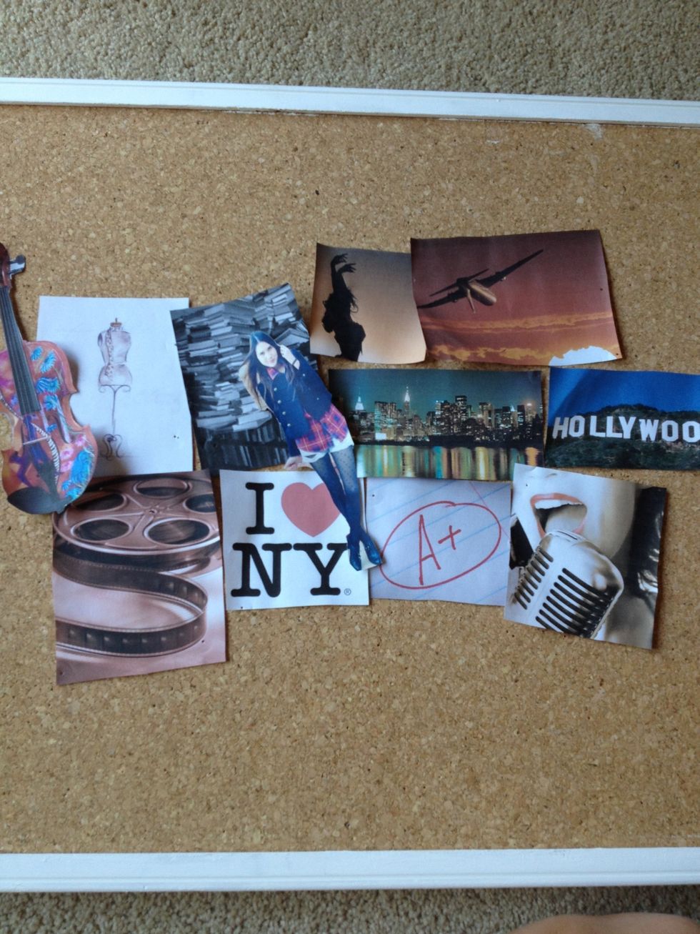 Print out pictures that represent your goals. You can also add in your favorite quotes and photographs! I'm waiting till I have everything to put it all together.