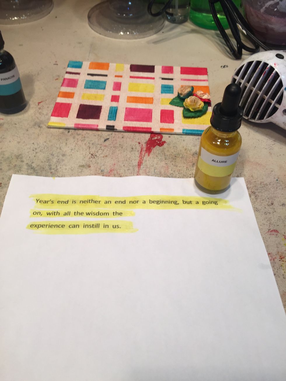 Print up your quote and brush on Allure Minx.  Trim out the words.