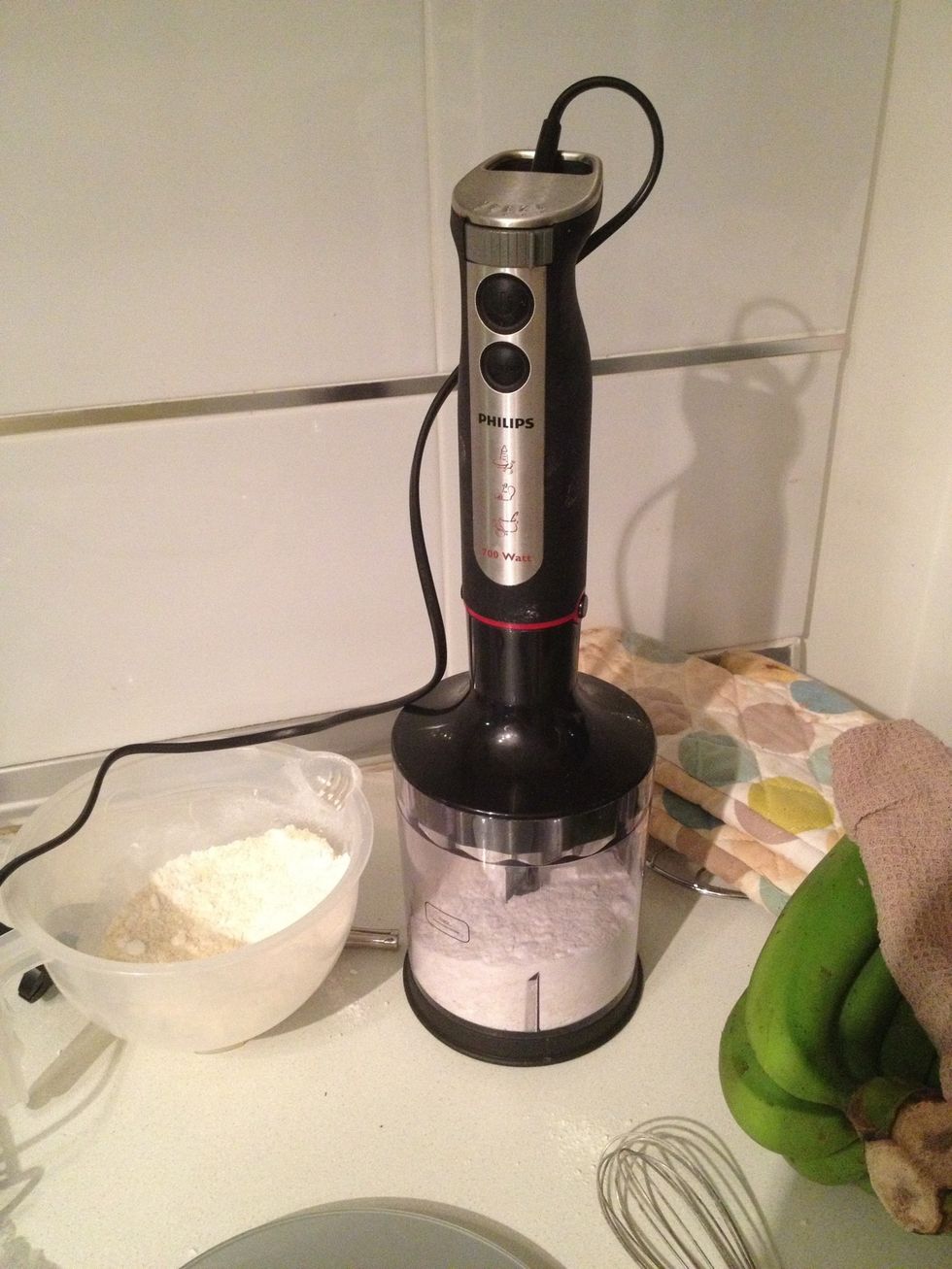 Process in food processor half at a time