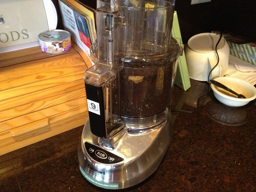 Process just the Oreos in a food processor, until evenly crushed