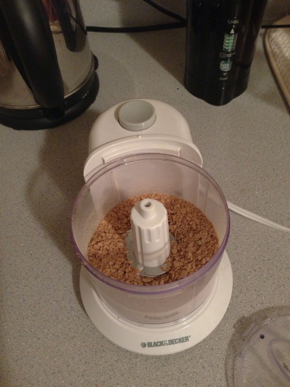 Process the bran flakes until med to fine consistency.