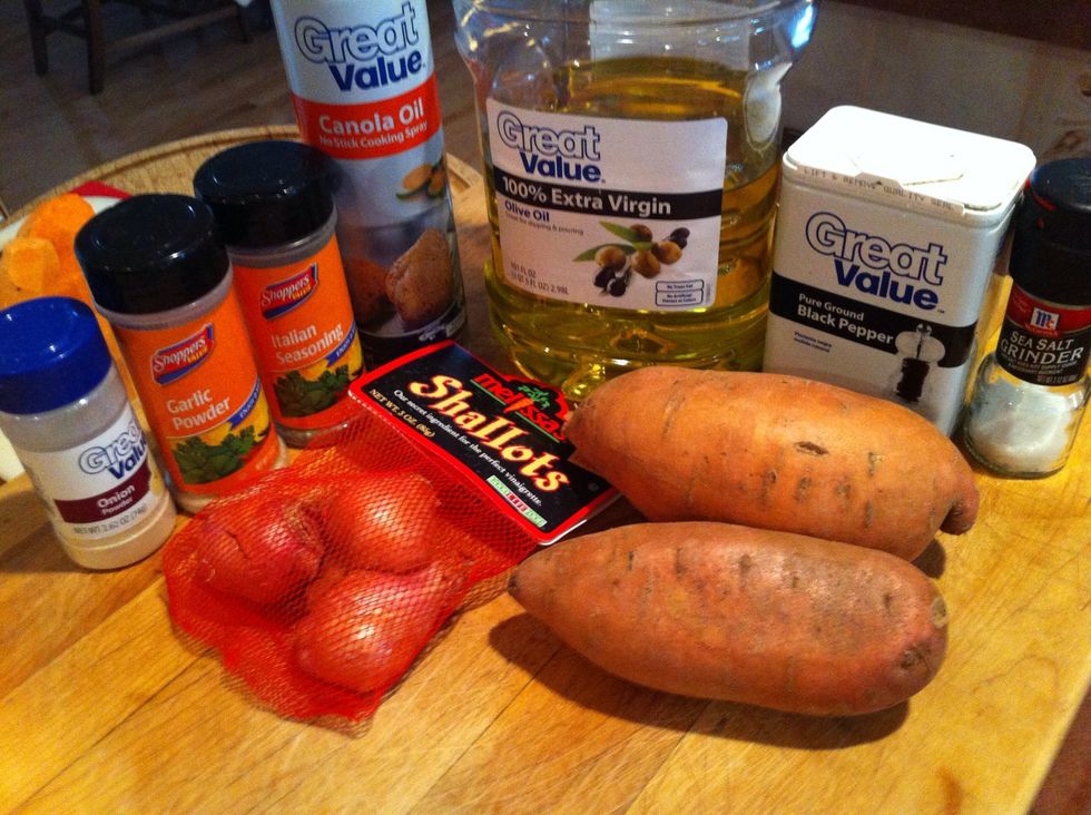Products I used for roasted sweet potatoes