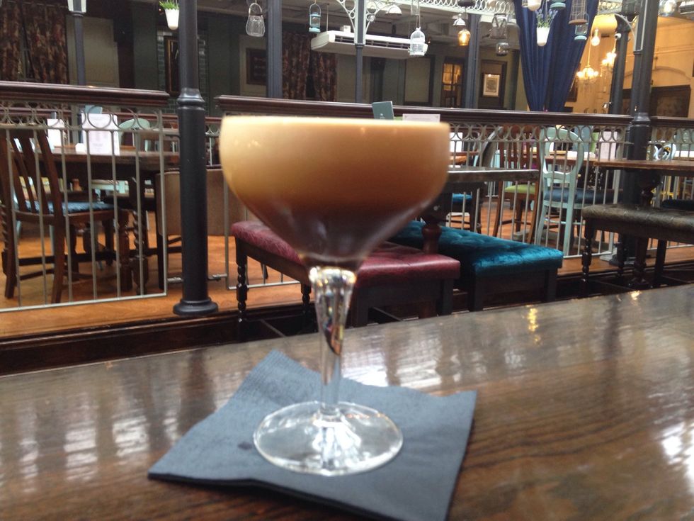 Providing you've shaken your martini hard enough you'll need to leave it to settle for a few seconds and form a thick head as mentioned before, almost like a pint if Guinness.