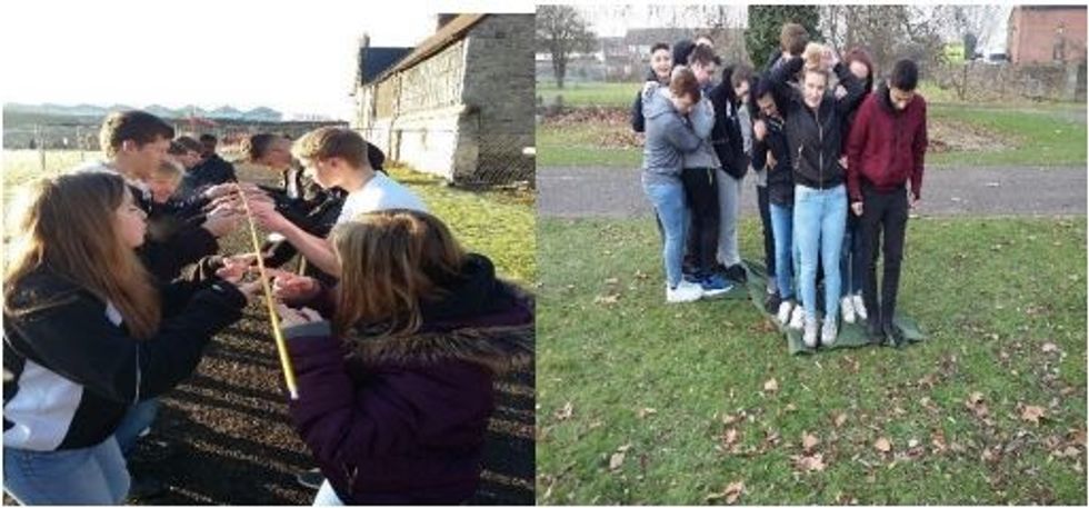 Public Services students taking part in industry based team building exercises. This allowed students to consider approaches they might take to demonstrate skills at interview.
