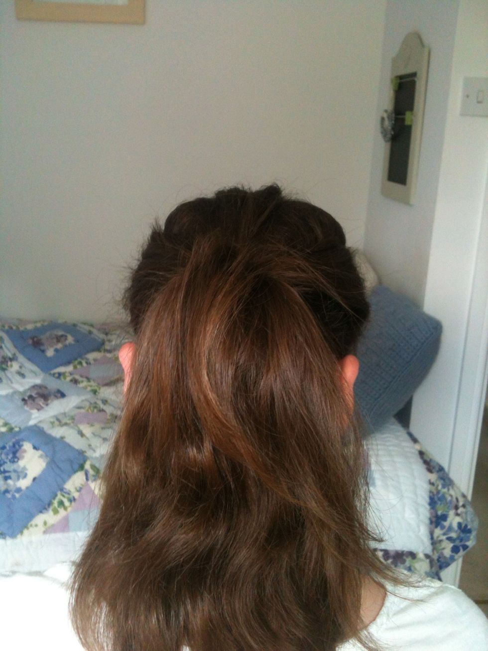 Pull all of your hair into a high ponytail.